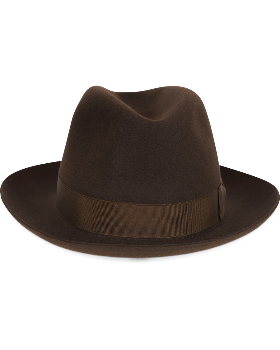 Heren | Borsalino Fedora Felt Hat Medium Brim Folco Dark Brown | Borsalino | Fedora Felt Hat Medium Brim Folco Dark Brown