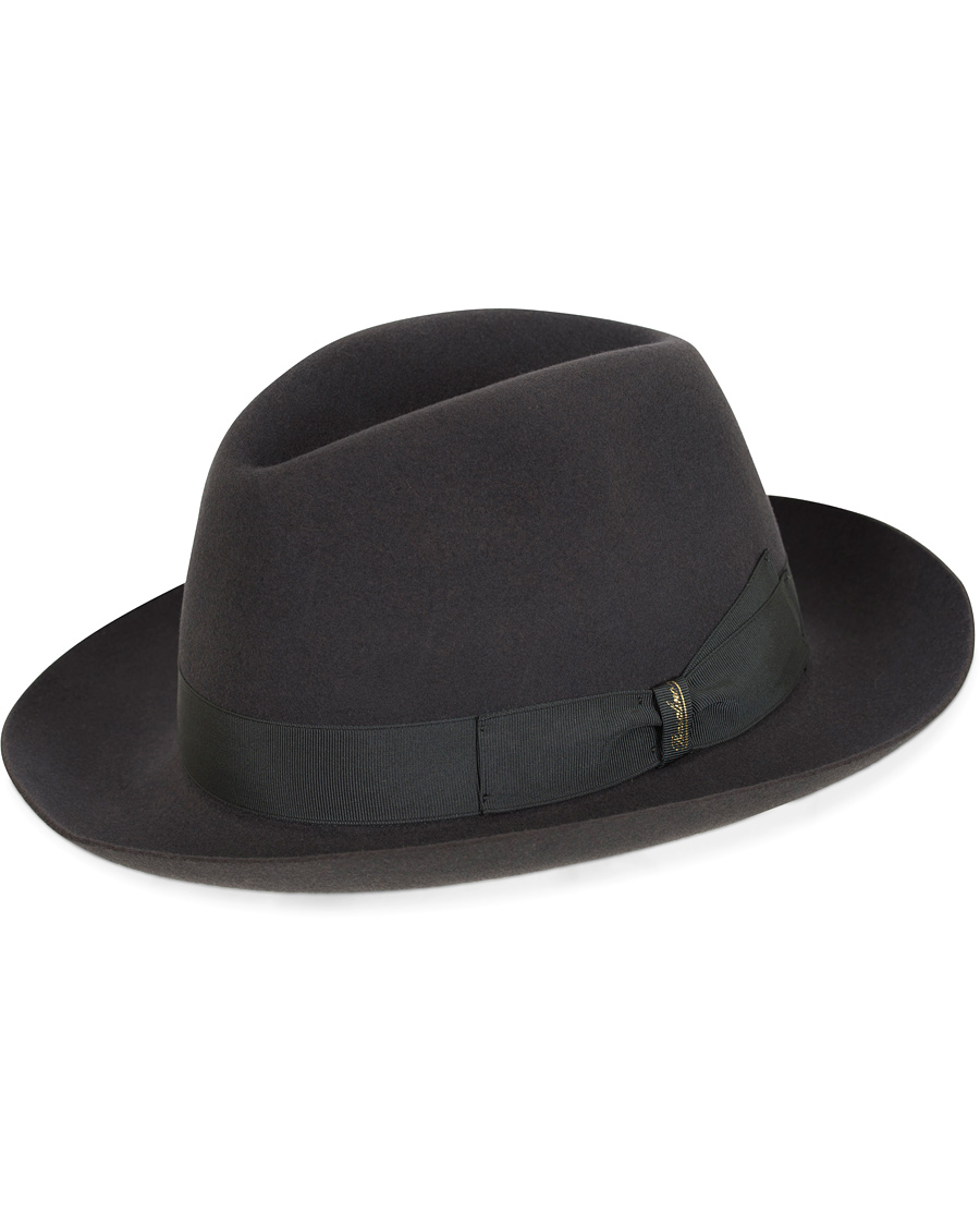 Heren | Borsalino Fedora Felt Hat Medium Brim Tritone Dark Grey | Borsalino | Fedora Felt Hat Medium Brim Tritone Dark Grey