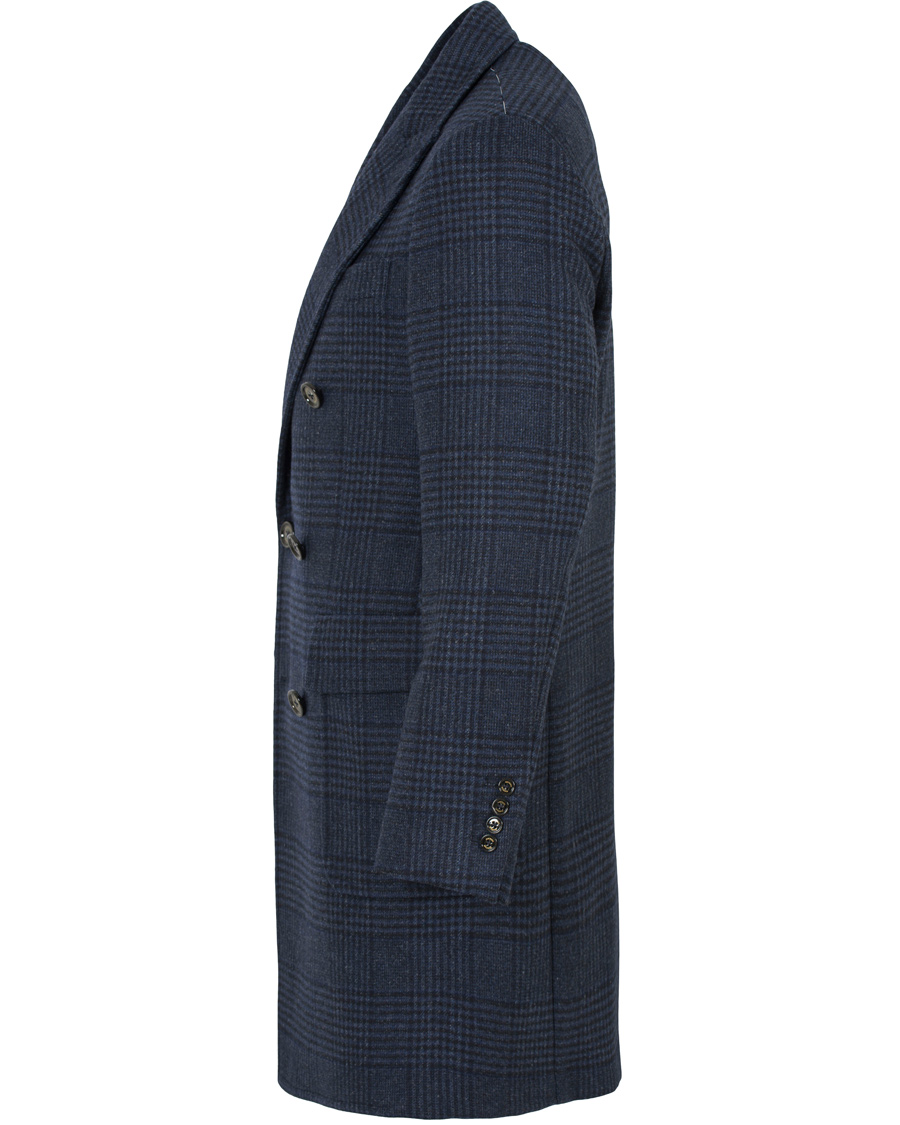 Heren | Jassen | Hackett | Double Face Check Wool Coat Navy