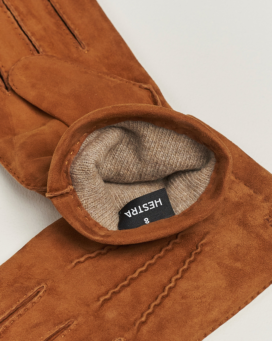 Heren | Hestra | Hestra | Arthur Wool Lined Suede Glove Cognac