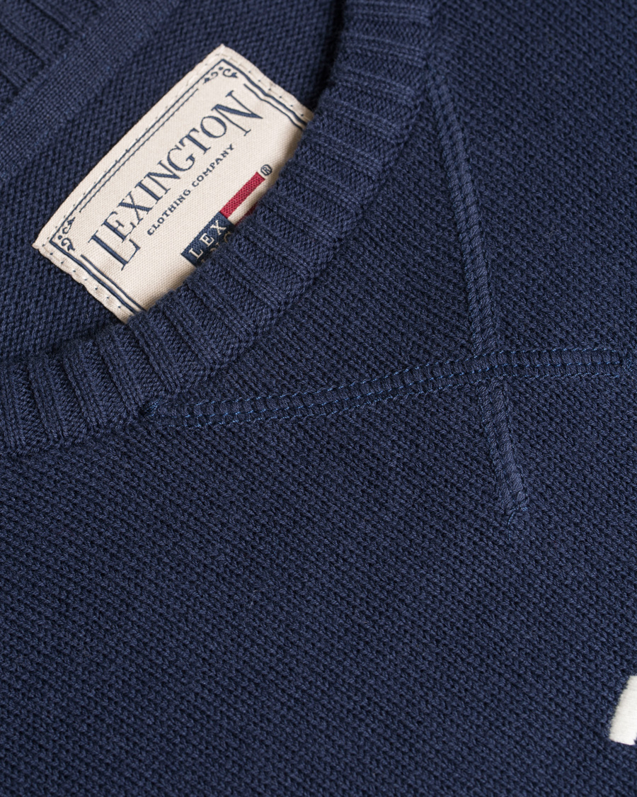 Heren | Truien | Lexington | Nelson Knitted Sweatshirt Deepest Blue