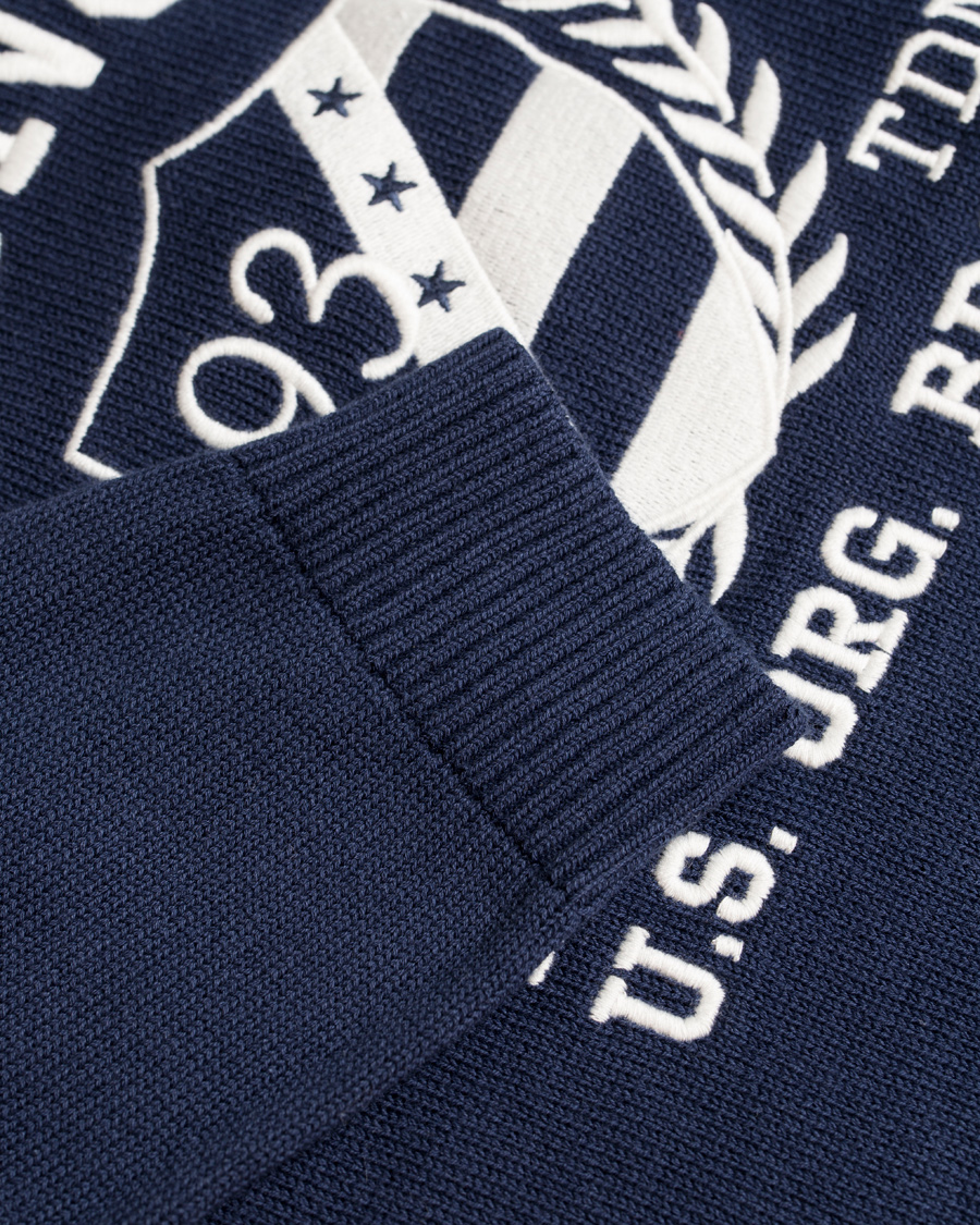 Heren | Truien | Lexington | Nelson Knitted Sweatshirt Deepest Blue