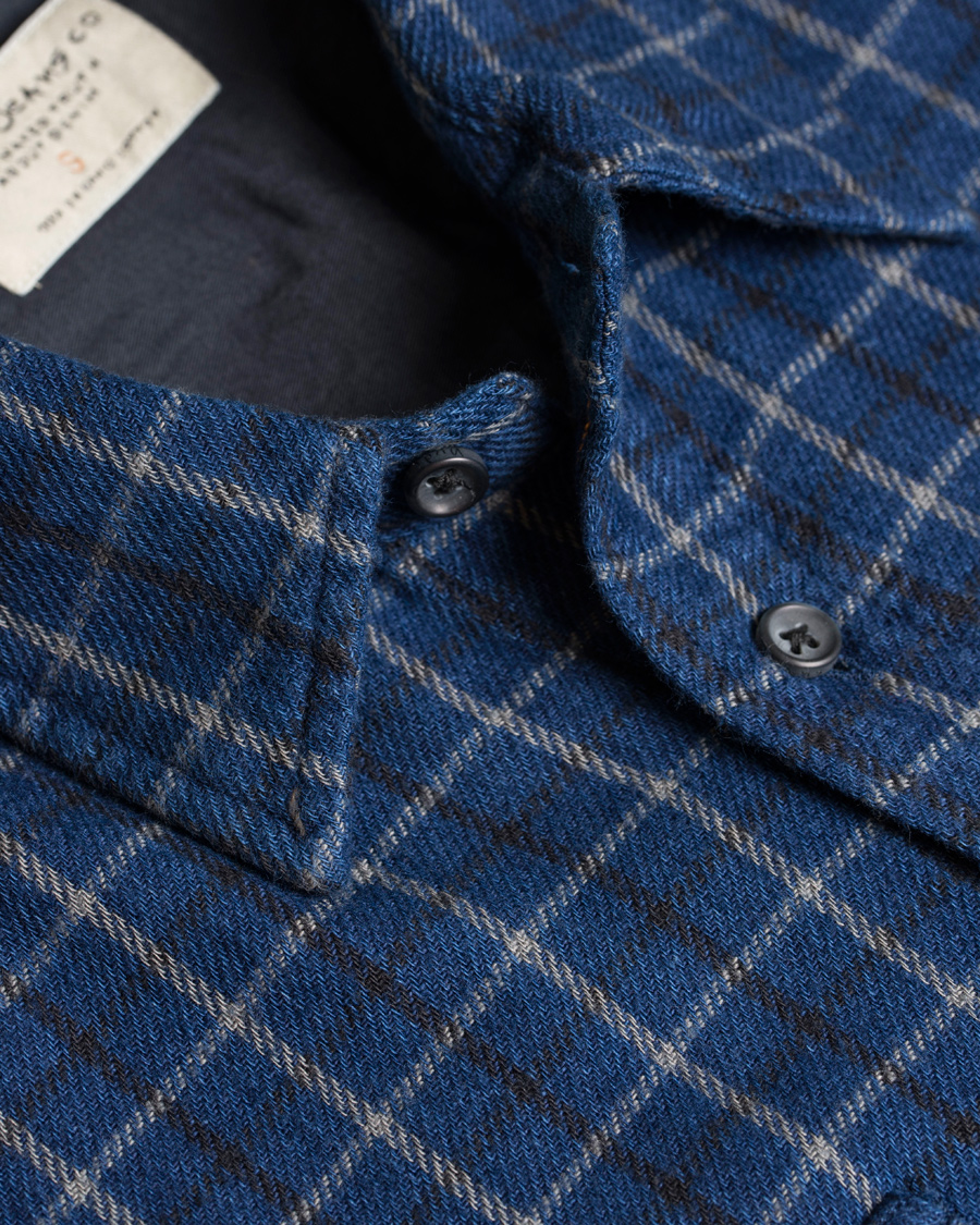 Heren | Overhemden | Nudie Jeans | Gunnar Rope Twill Check Shirt Indigo