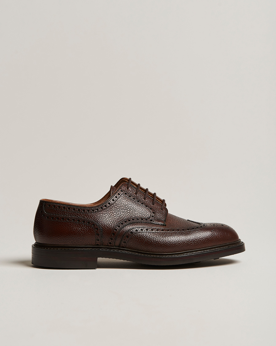Heren | Handgemaakte schoenen | Crockett & Jones | Pembroke Derbys Dark Brown Grained Calf
