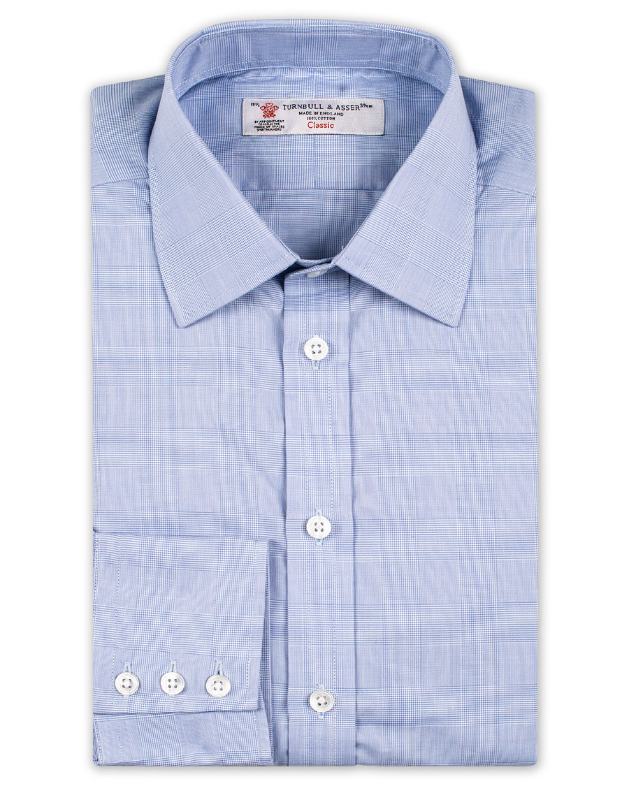 Heren | Overhemden | Turnbull & Asser | Standard Fit Poplin Glencheck Shirt Blue