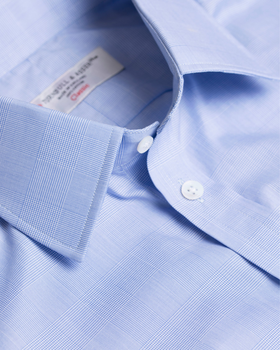 Heren | Overhemden | Turnbull & Asser | Standard Fit Poplin Glencheck Shirt Blue