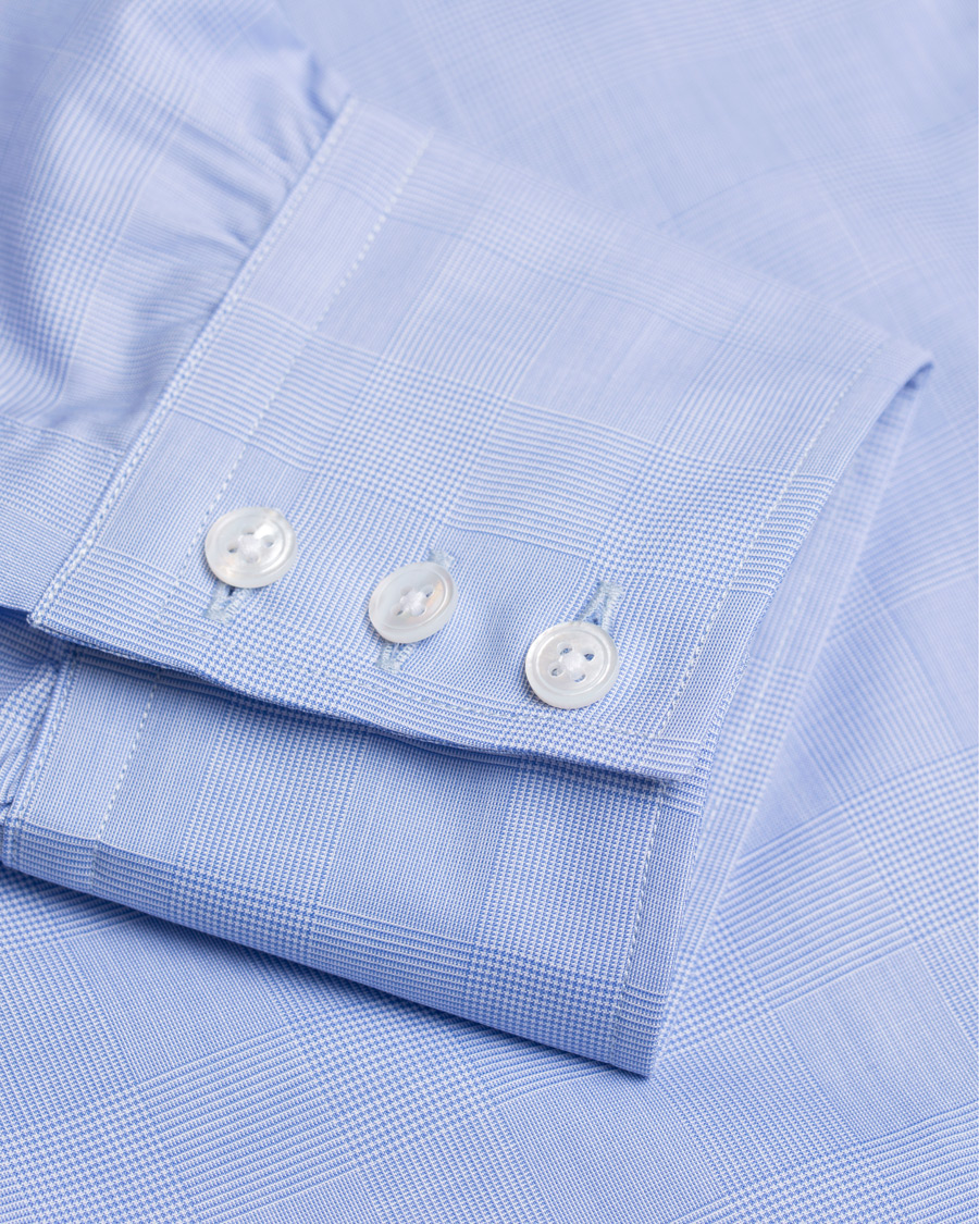 Heren | Overhemden | Turnbull & Asser | Standard Fit Poplin Glencheck Shirt Blue