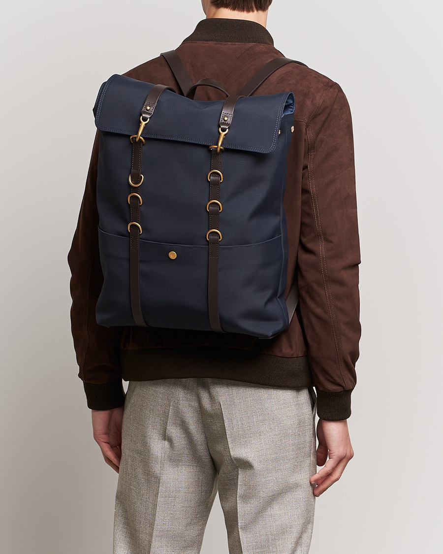 Heren | Accessoires | Mismo | M/S Nylon Backpack Navy/Dark Brown