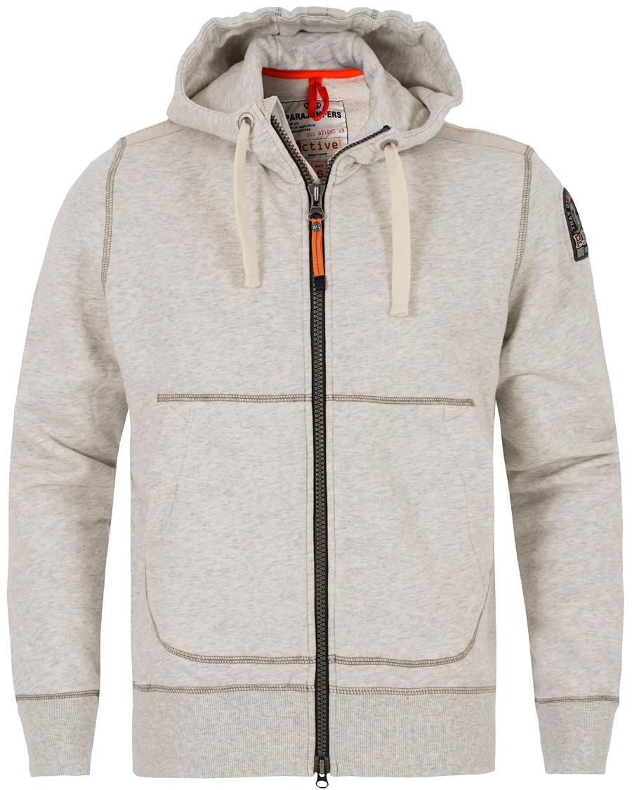 Heren | Truien | Parajumpers | Charlie Active Fleece Hoodie White Melange Slub