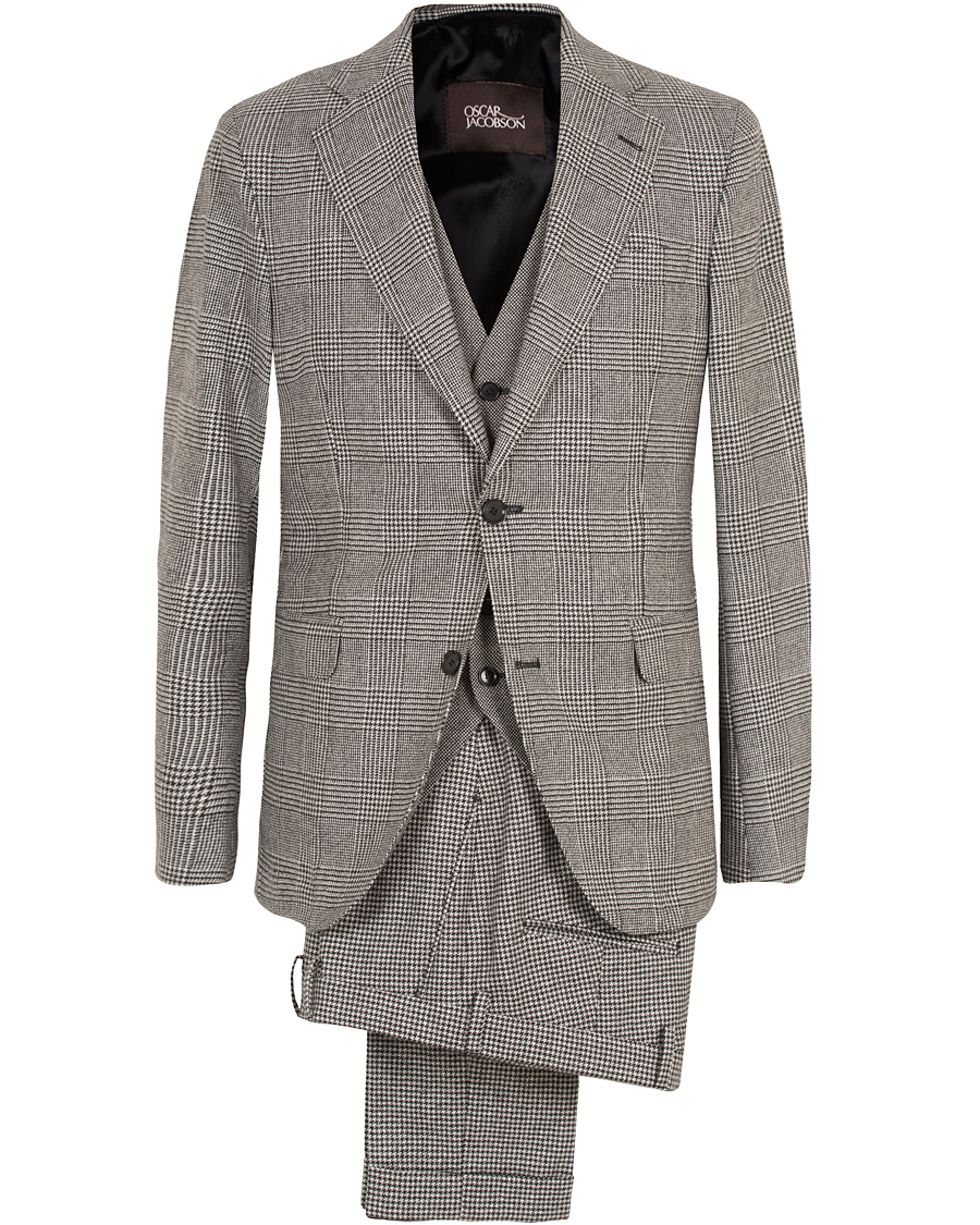 Heren | Pakken | Oscar Jacobson | Egel 3 Piece Split Suit Grey/White