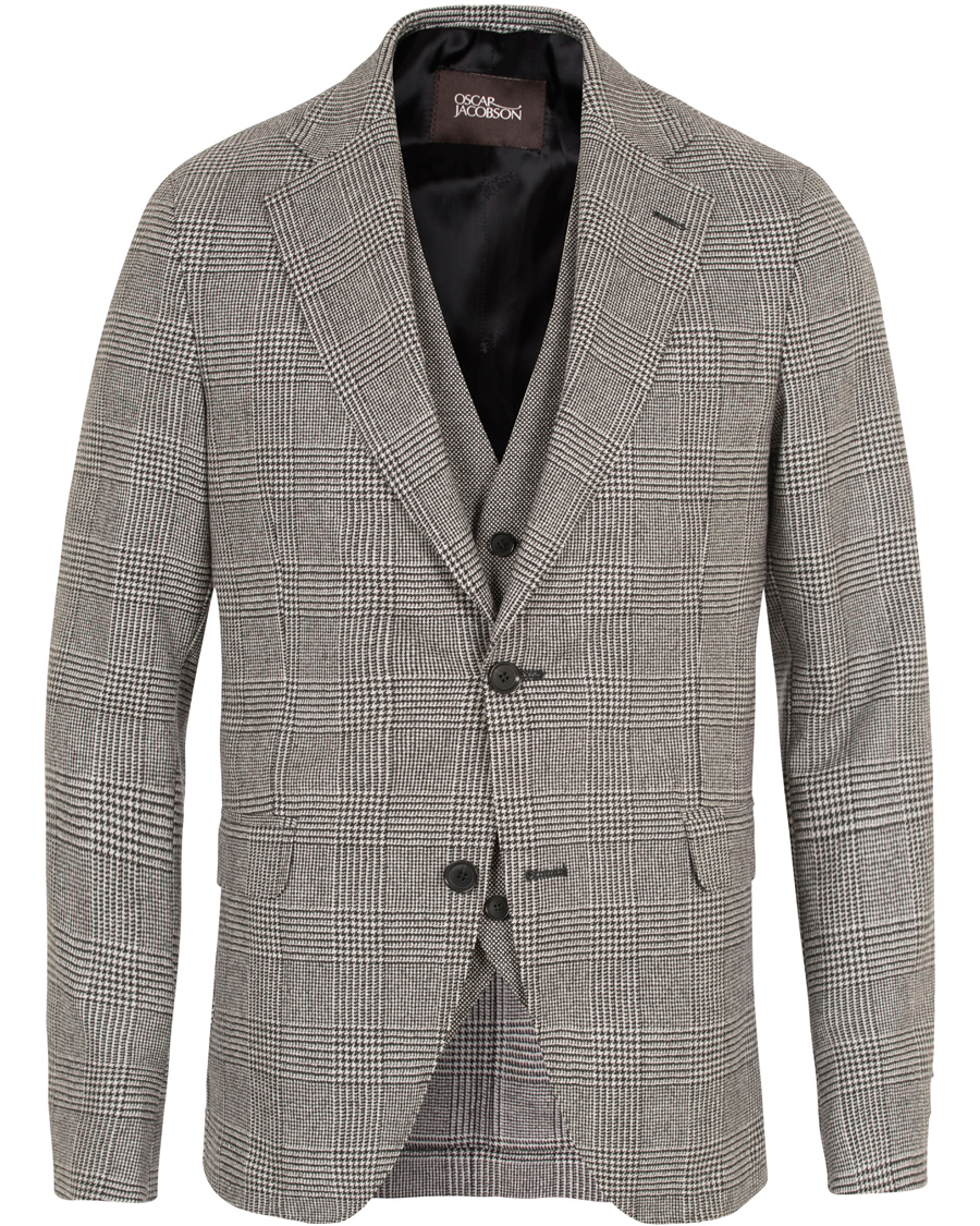 Heren | Pakken | Oscar Jacobson | Egel 3 Piece Split Suit Grey/White