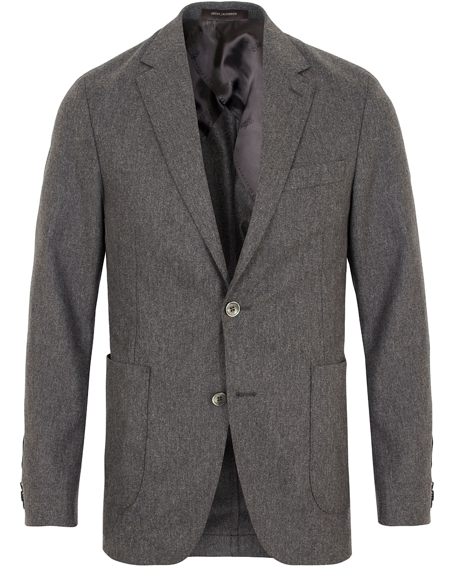 Heren | Blazers | Oscar Jacobson | Einar Flannel Blazer Dark Grey