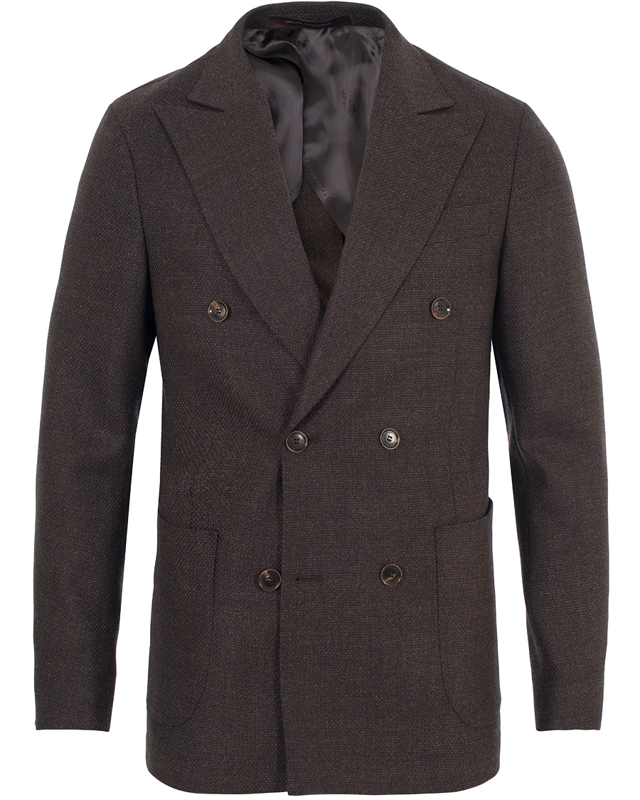 Heren | Blazers | Oscar Jacobson | Erik Double Breasted Super 120's Blazer Dark Brown
