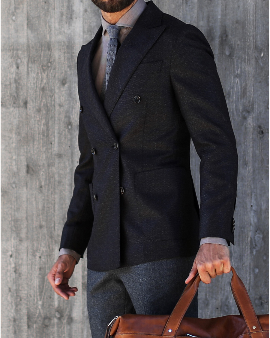 Heren | Blazers | Oscar Jacobson | Erik Double Breasted Super 120's Blazer Dark Brown