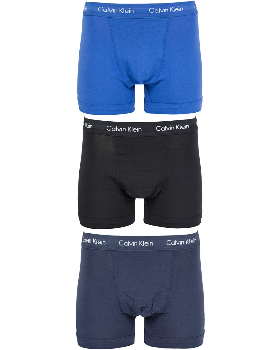 Heren | Ondergoed | Calvin Klein | Cotton Stretch Long Leg Trunk 3-pack Blue/Black/Cobolt