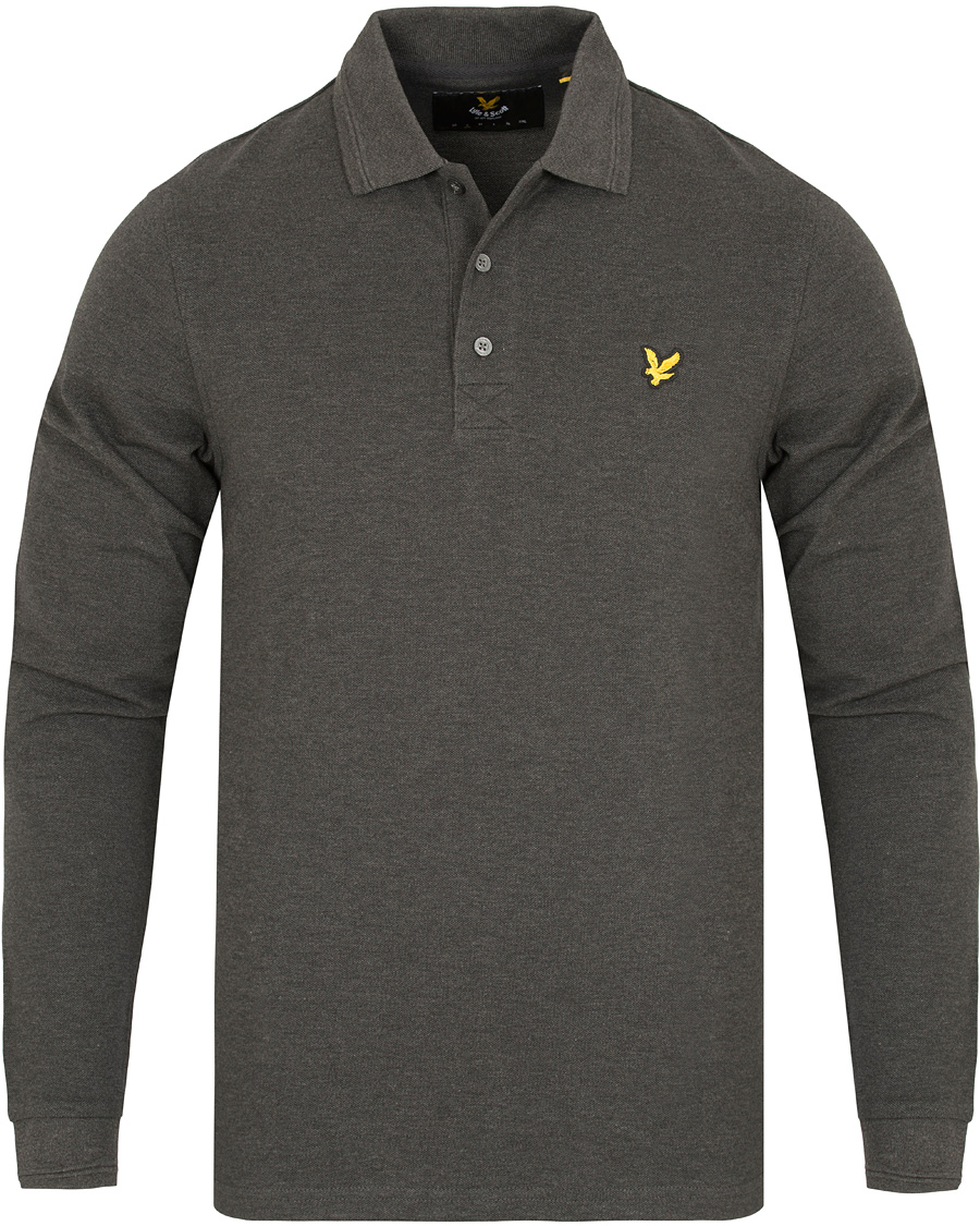 Heren | Truien | Lyle & Scott London Collection | Long Sleeve Pima Cotton Polo Charcoal Marl