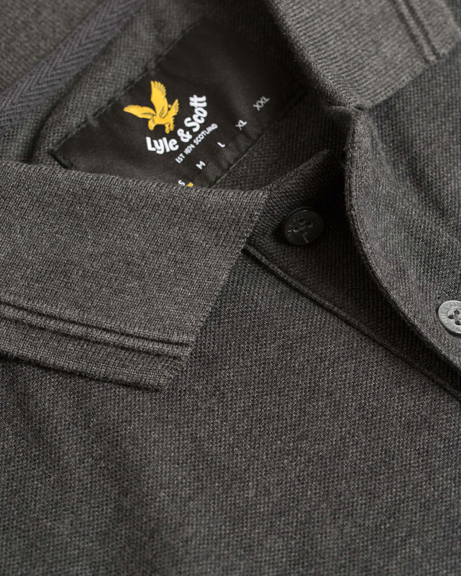 Heren | Truien | Lyle & Scott London Collection | Long Sleeve Pima Cotton Polo Charcoal Marl