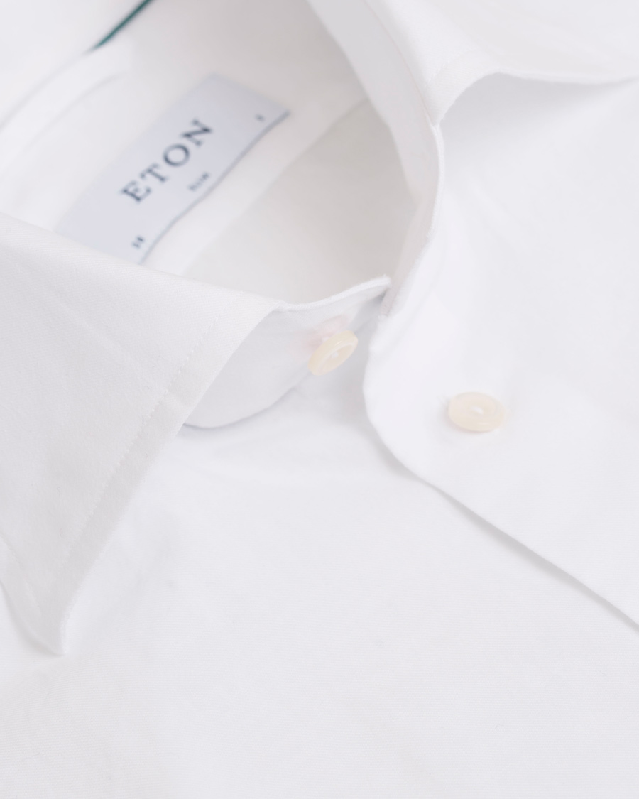 Heren | Overhemden | Eton | Slim Fit Green Ribbon Flannel Shirt White