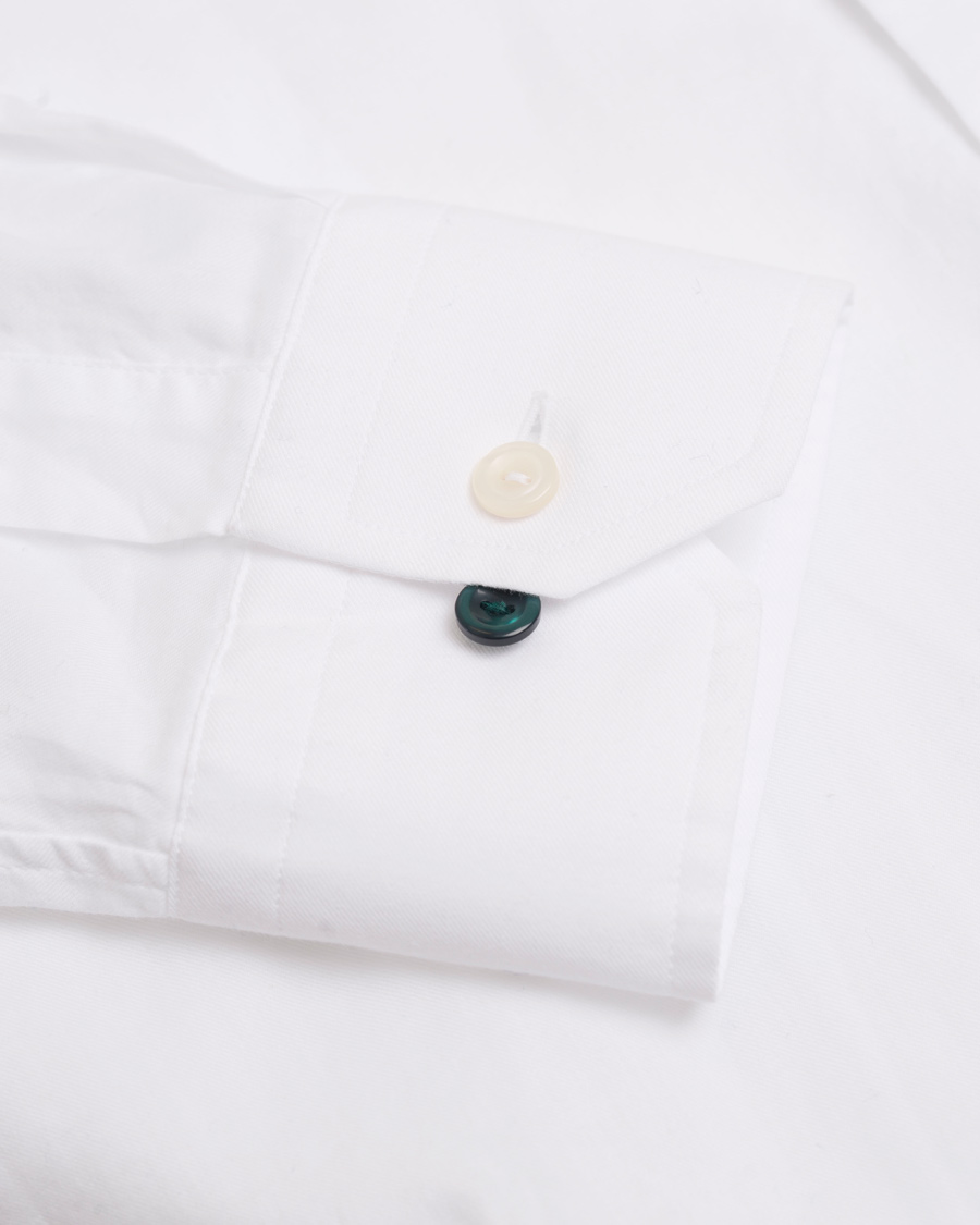 Heren | Overhemden | Eton | Slim Fit Green Ribbon Flannel Shirt White