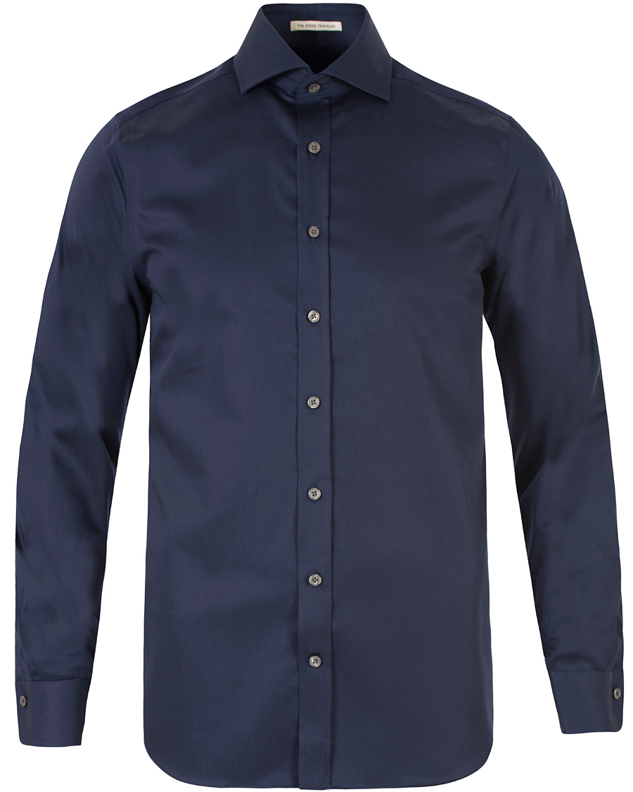 Heren | Overhemden | GANT Diamond G | Plain Satin Fitted Body Shirt Marine