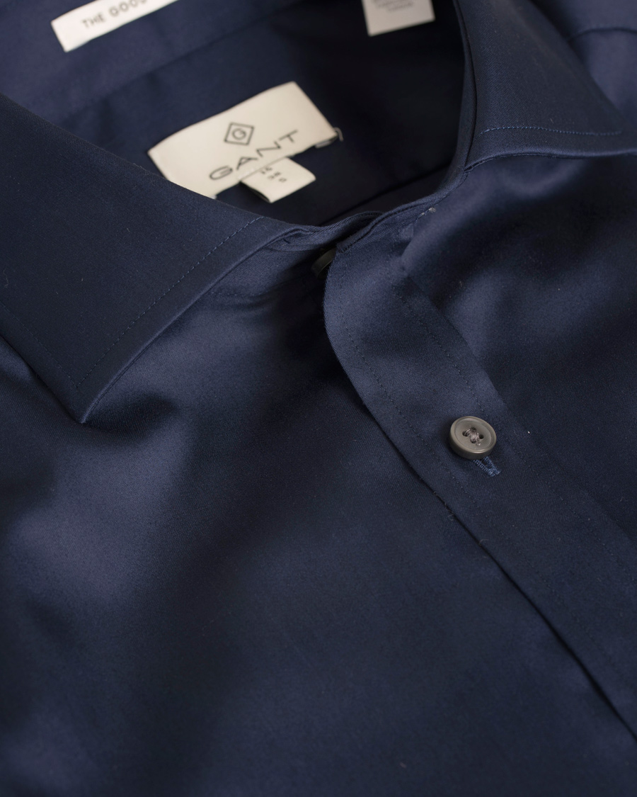 Heren | Overhemden | GANT Diamond G | Plain Satin Fitted Body Shirt Marine