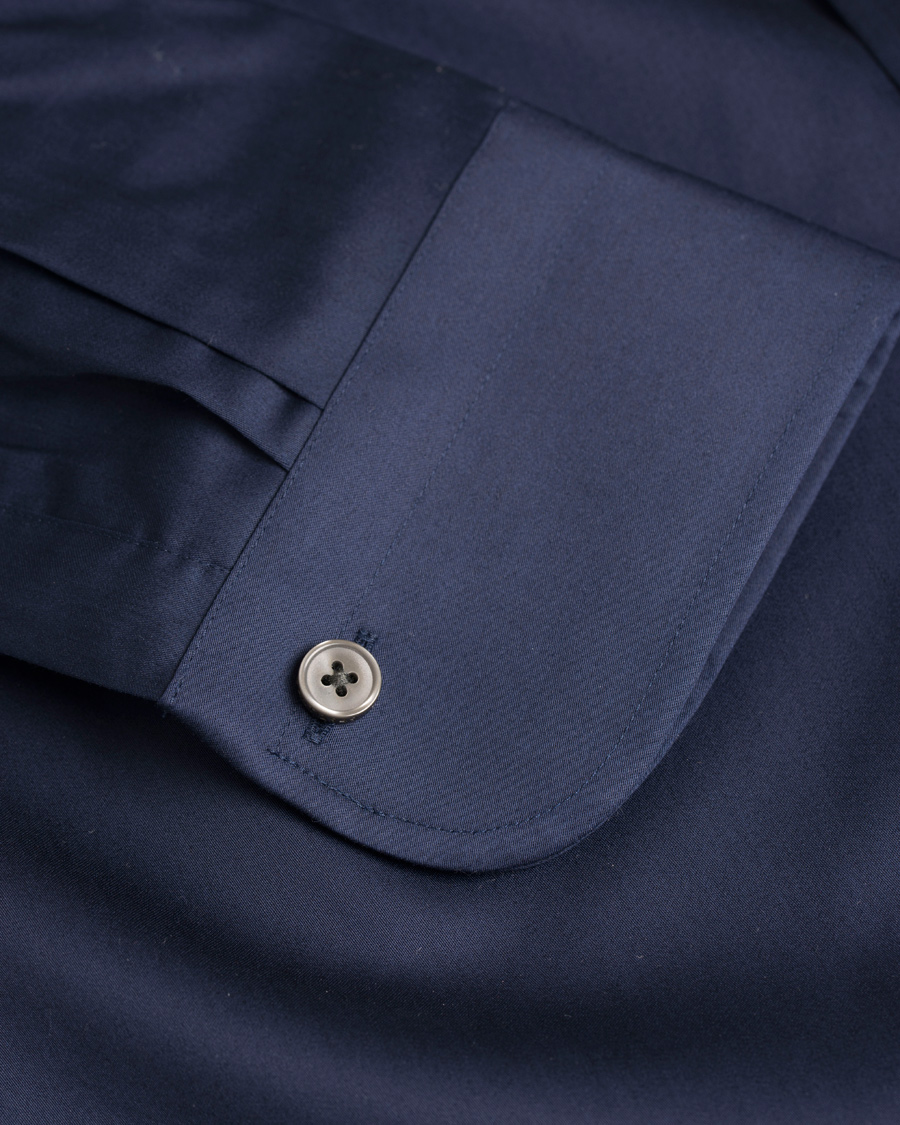 Heren | Overhemden | GANT Diamond G | Plain Satin Fitted Body Shirt Marine
