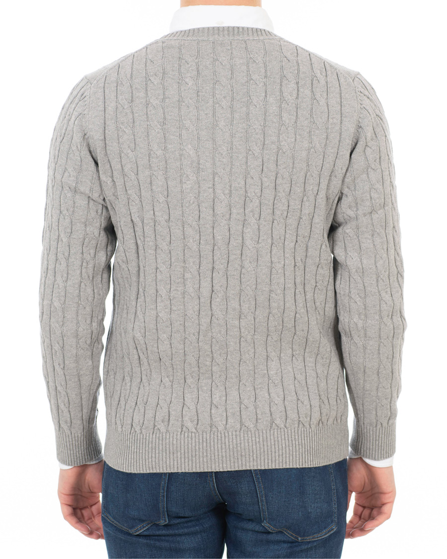 Heren | Truien | GANT | Cotton Cable Crew Pullover Grey Melange