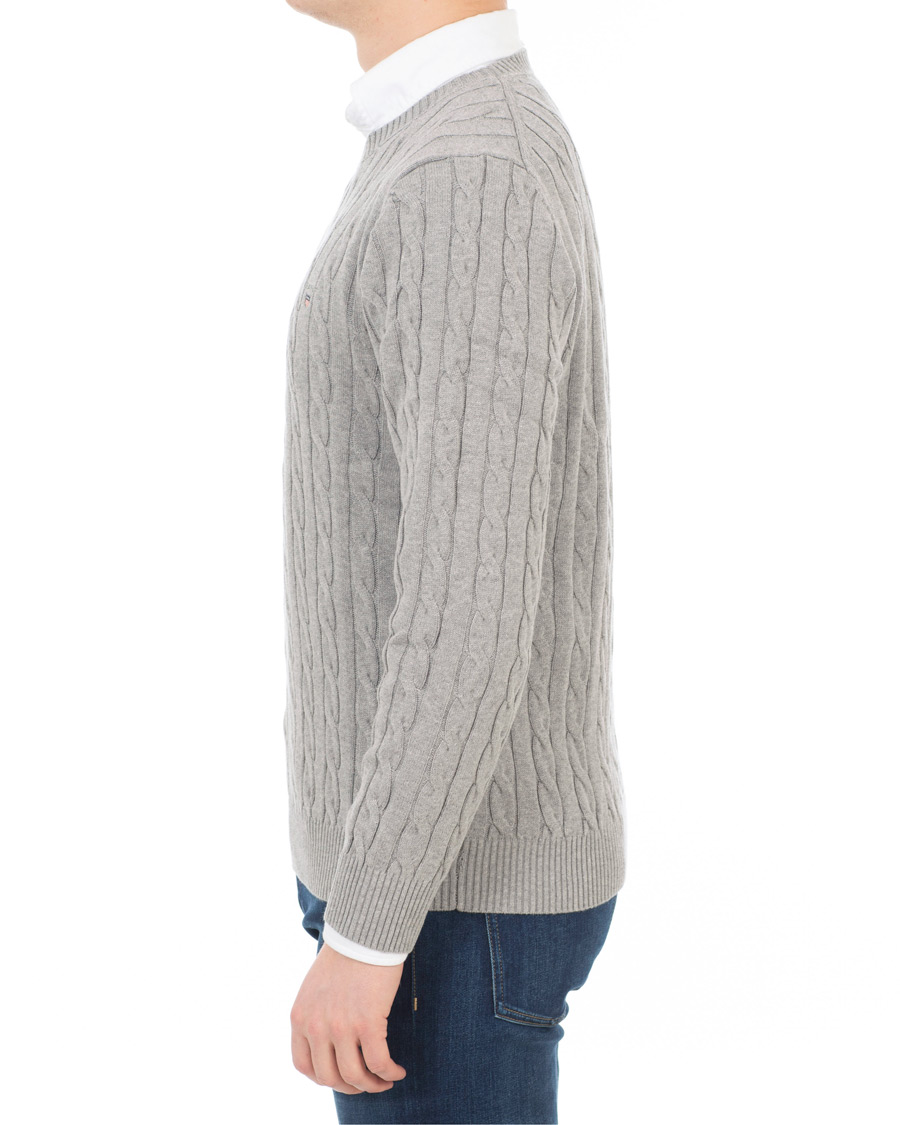 Heren | Truien | GANT | Cotton Cable Crew Pullover Grey Melange