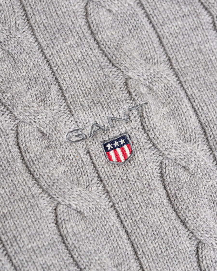 Heren | Truien | GANT | Cotton Cable Crew Pullover Grey Melange