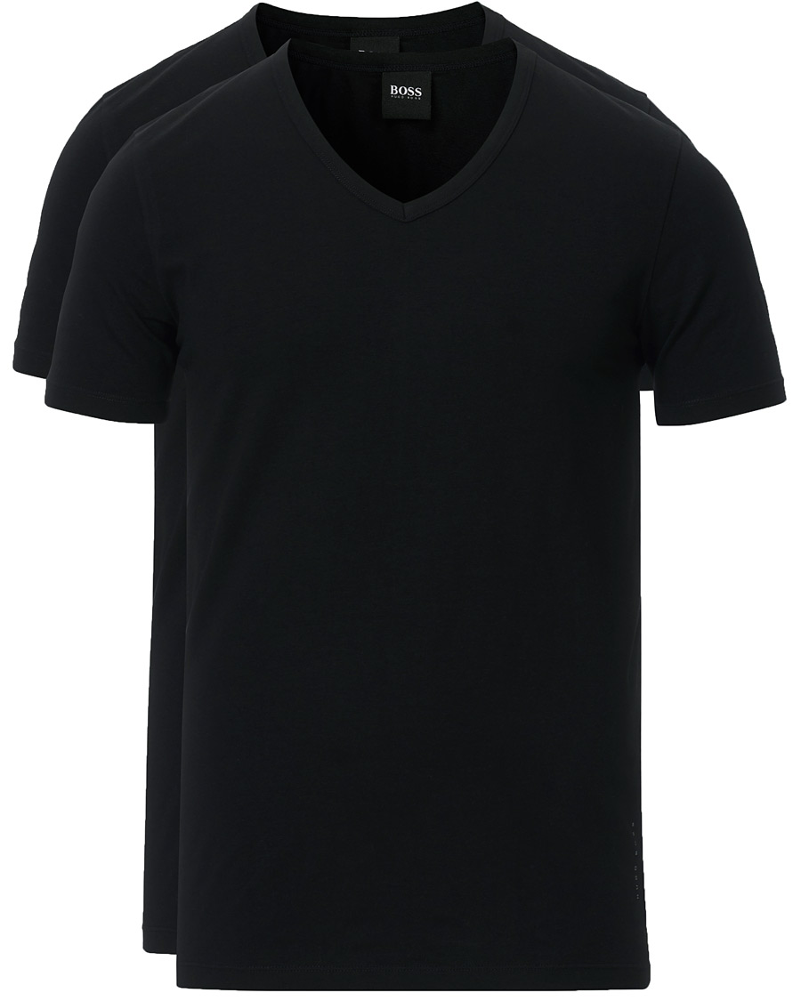 Heren | T-shirts | BOSS BLACK | BOSS 2-Pack V-Neck Slim Fit Tee Black