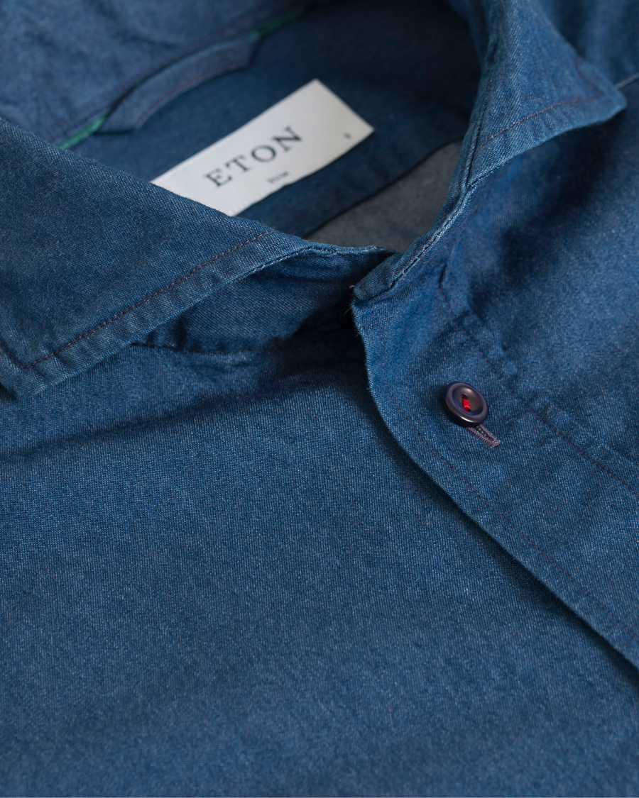Heren | Overhemden | Eton | Slim Fit Denim Shirt Blue