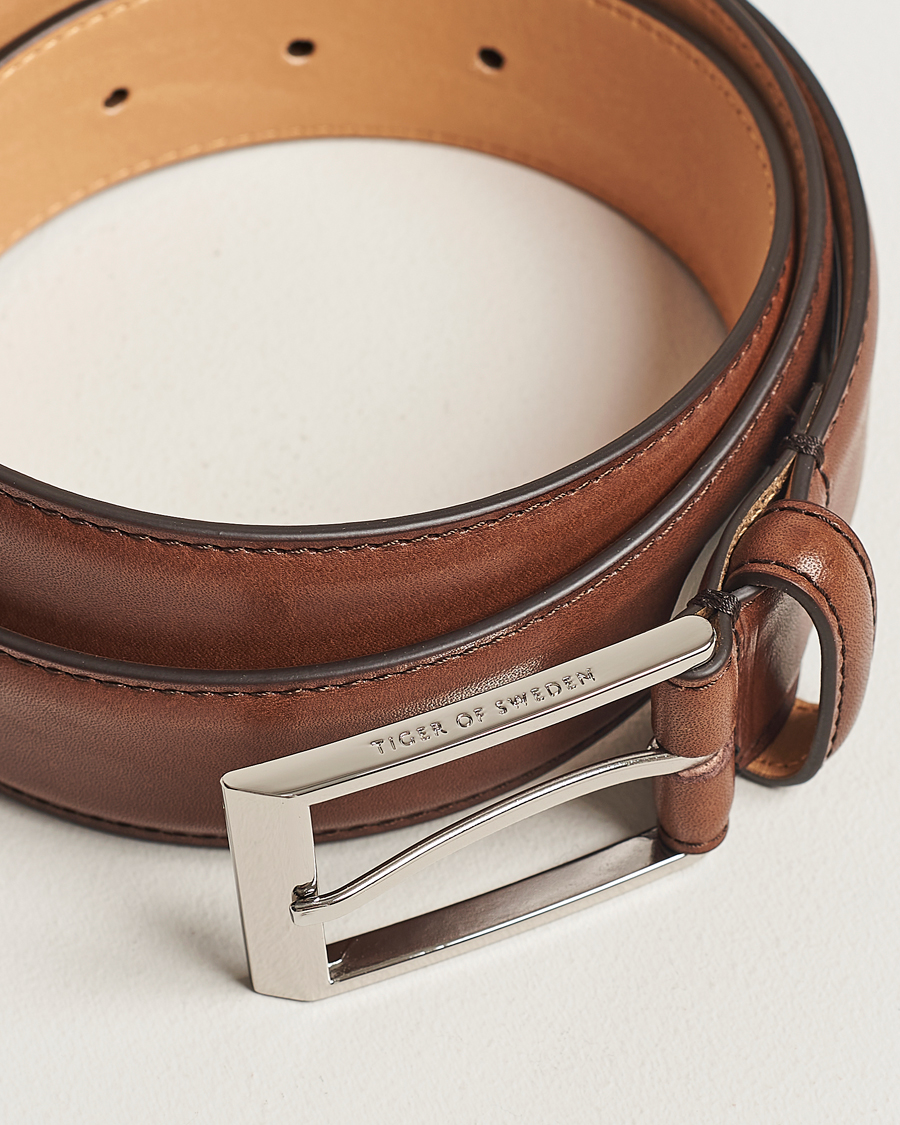 Heren | Trouwpak | Tiger of Sweden | Helmi Leather 3,5 cm Belt Brown