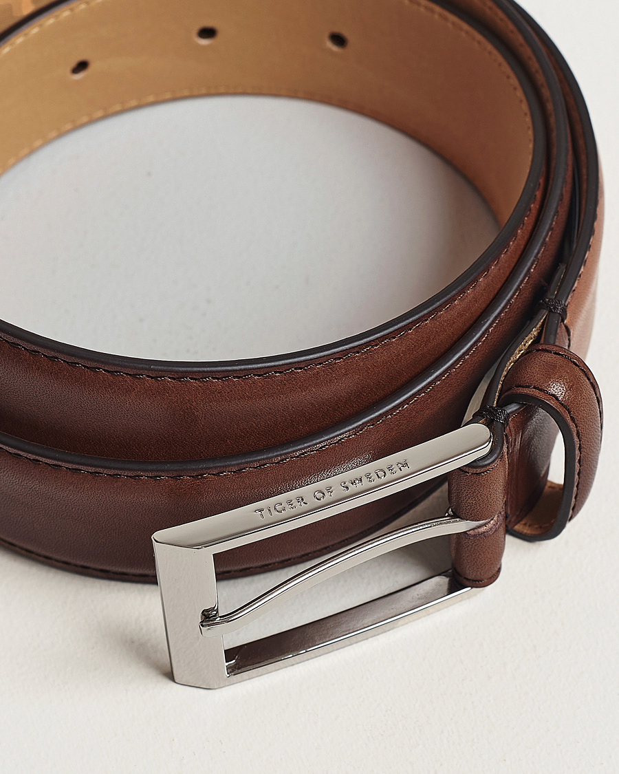 Heren | Riemen | Tiger of Sweden | Helmi Leather 3,5 cm Belt Brown