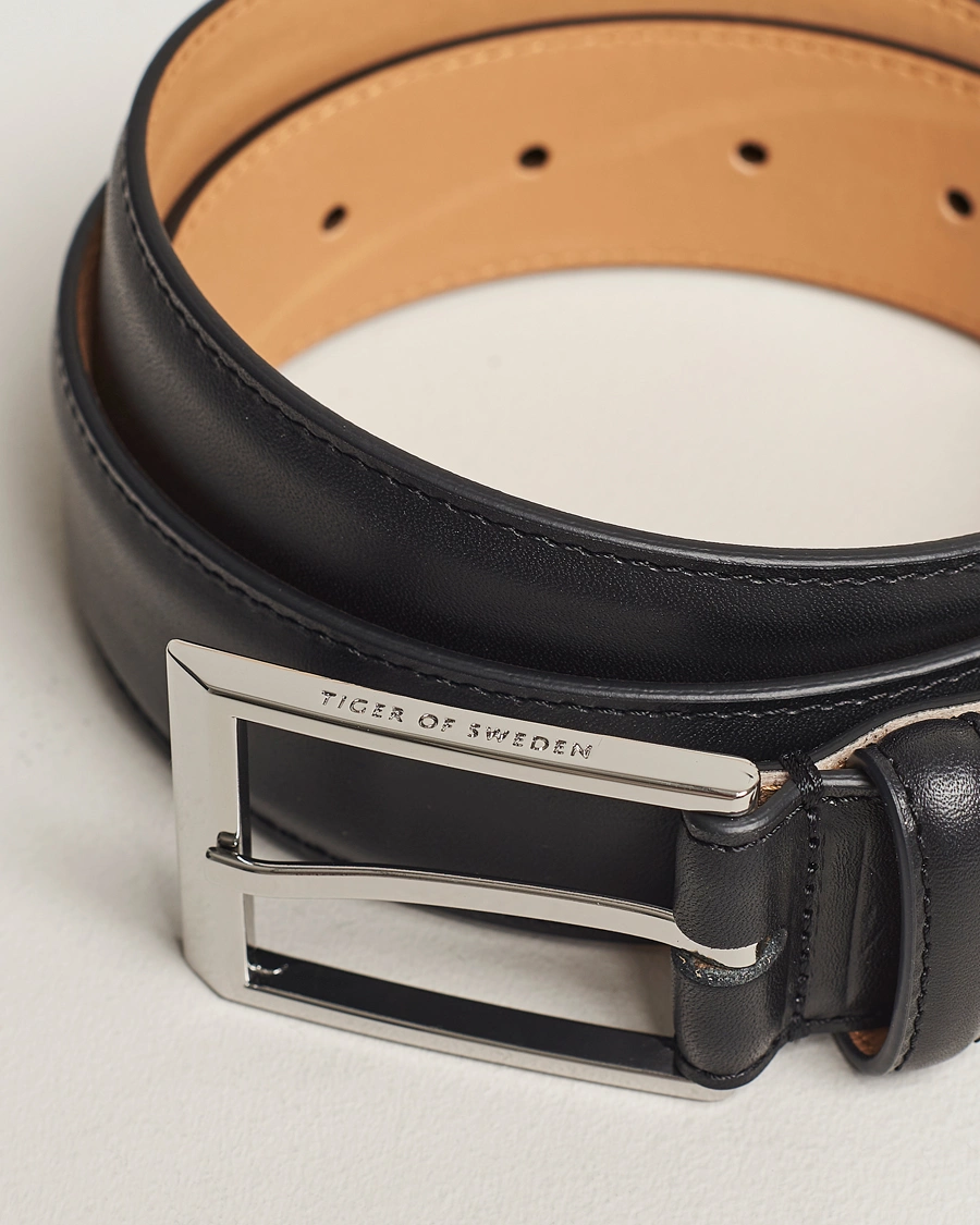 Heren | Trouwpak | Tiger of Sweden | Helmi Leather 3,5 cm Belt Black