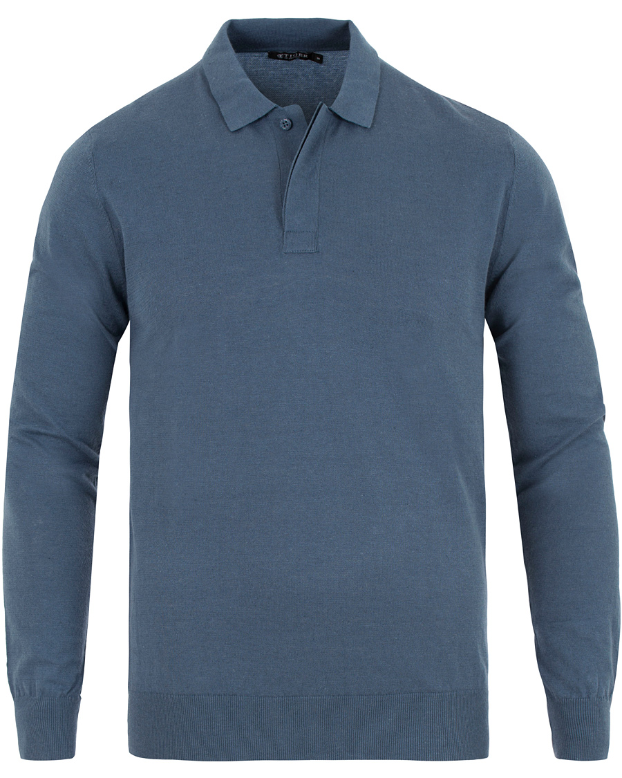 Heren | Truien | Tiger of Sweden | Fender Knitted Polo Teal Blue