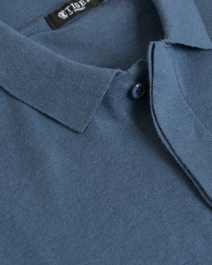 Heren | Truien | Tiger of Sweden | Fender Knitted Polo Teal Blue
