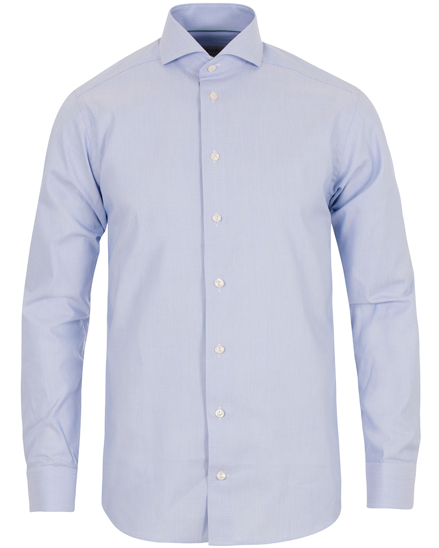 Heren | Overhemden | Eton | Slim Fit Extreme Cut Away Micro Print Shirt Blue
