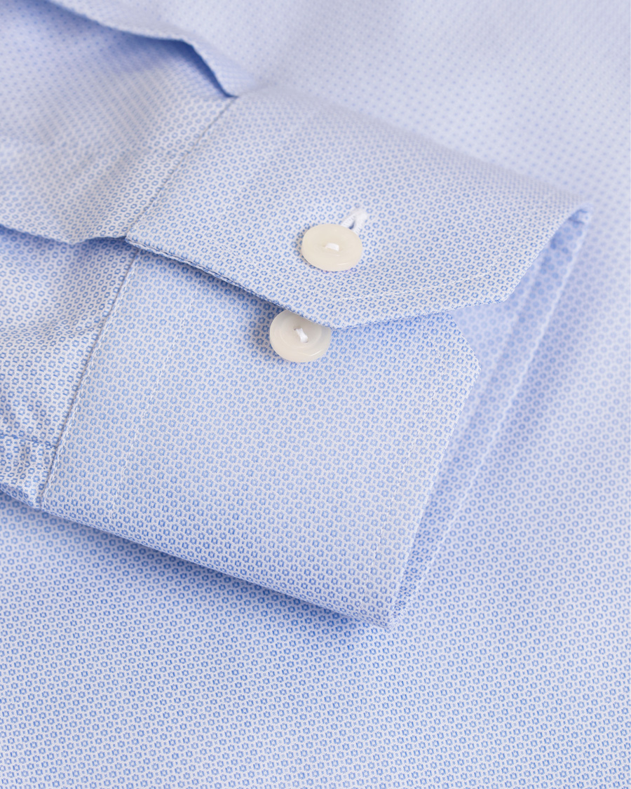 Heren | Overhemden | Eton | Slim Fit Extreme Cut Away Micro Print Shirt Blue