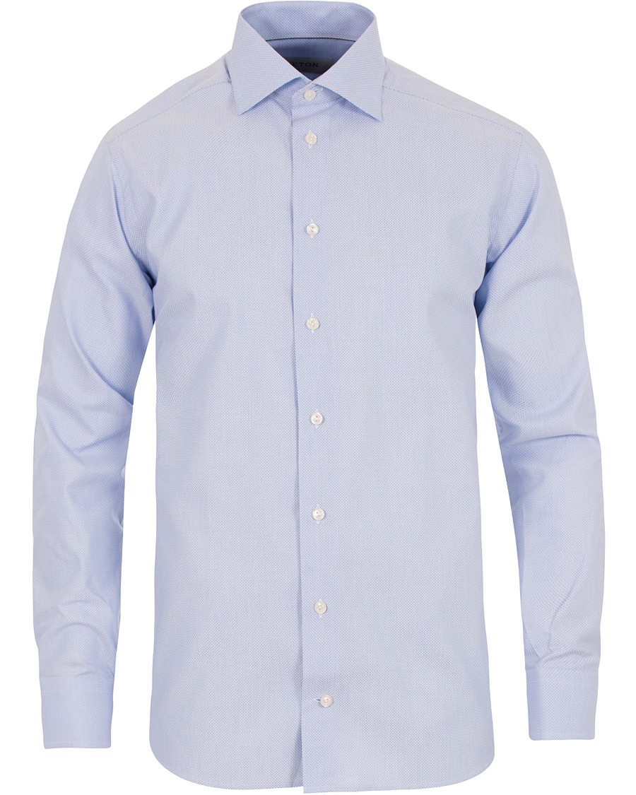 Heren | Overhemden | Eton | Slim Fit Cut Away Micro Print Shirt Blue