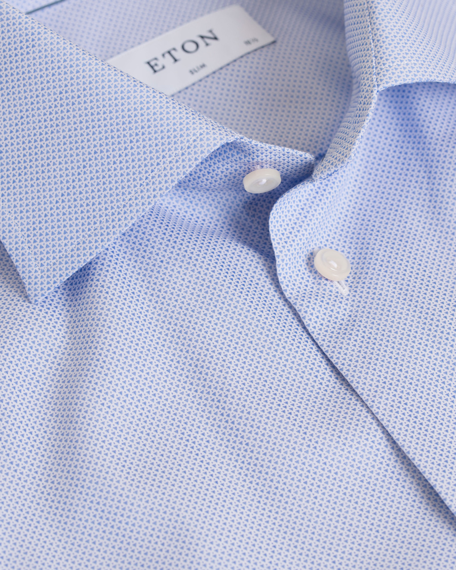 Heren | Overhemden | Eton | Slim Fit Cut Away Micro Print Shirt Blue