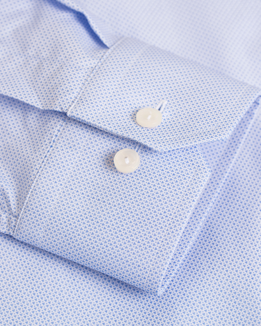Heren | Overhemden | Eton | Slim Fit Cut Away Micro Print Shirt Blue