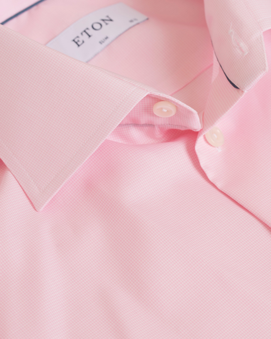 Heren | Overhemden | Eton | Slim Fit Cut Away Micro Print Shirt Pink/Red