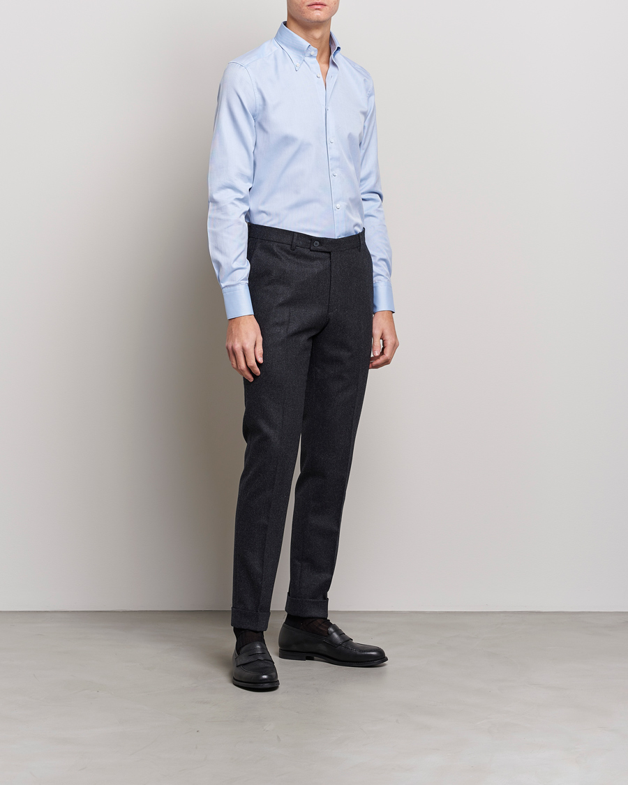 Heren | Zakelijke overhemden | Stenströms | 1899 Slimline Supima Cotton Structure Shirt Blue