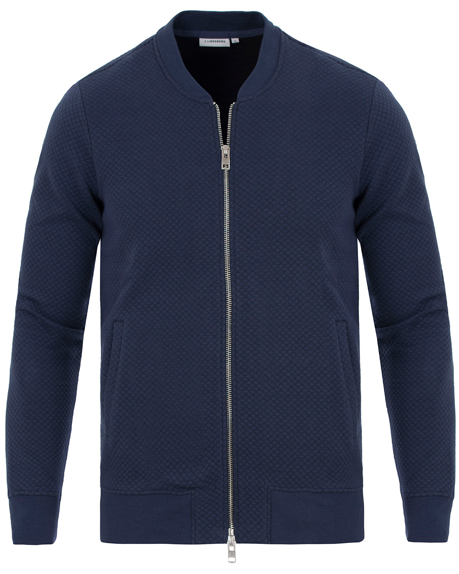 Heren | Truien | J.Lindeberg | Randall Micro Quilted Zip Sweater Navy