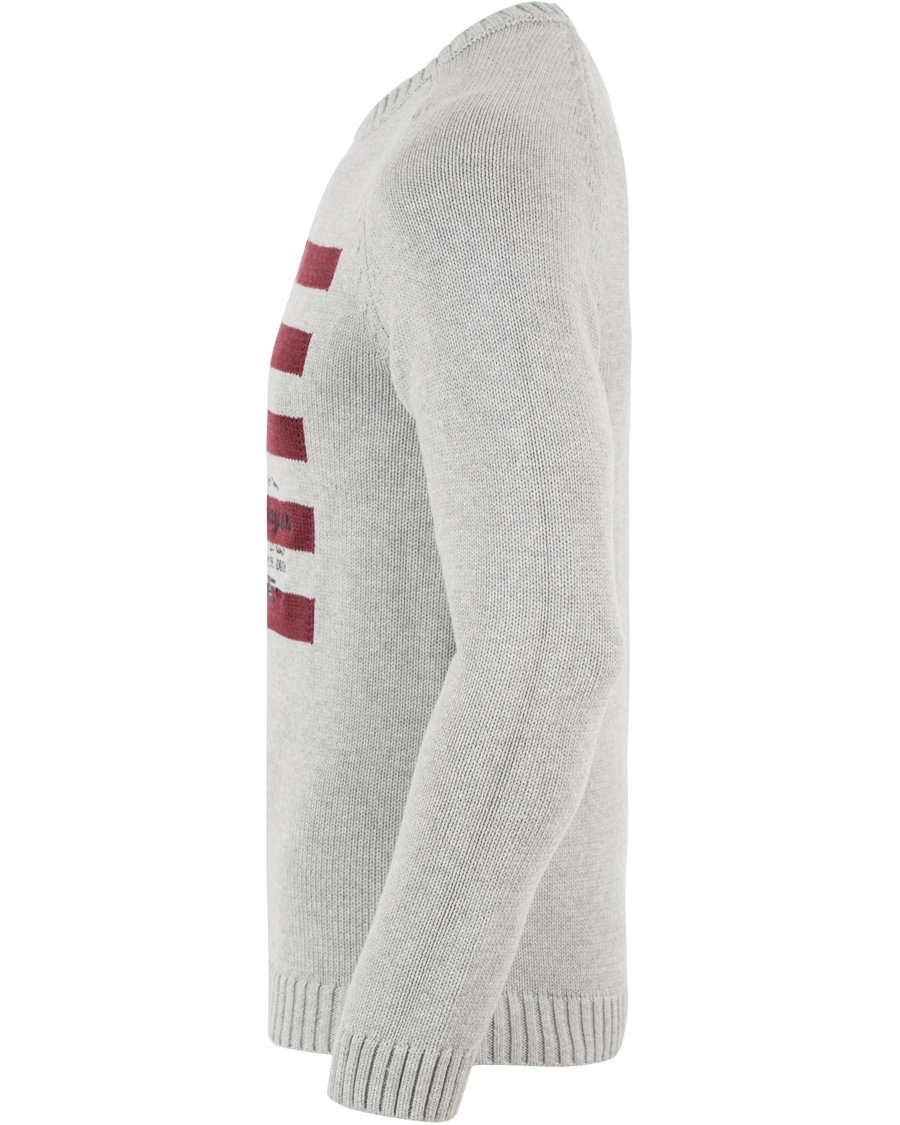Heren | Truien | Lexington | Dylan Knitted Flag Sweater Light Warm Grey Melange