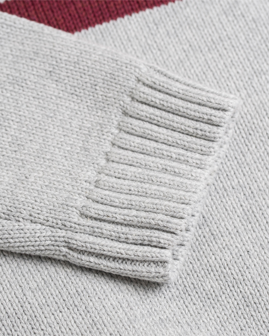 Heren | Truien | Lexington | Dylan Knitted Flag Sweater Light Warm Grey Melange