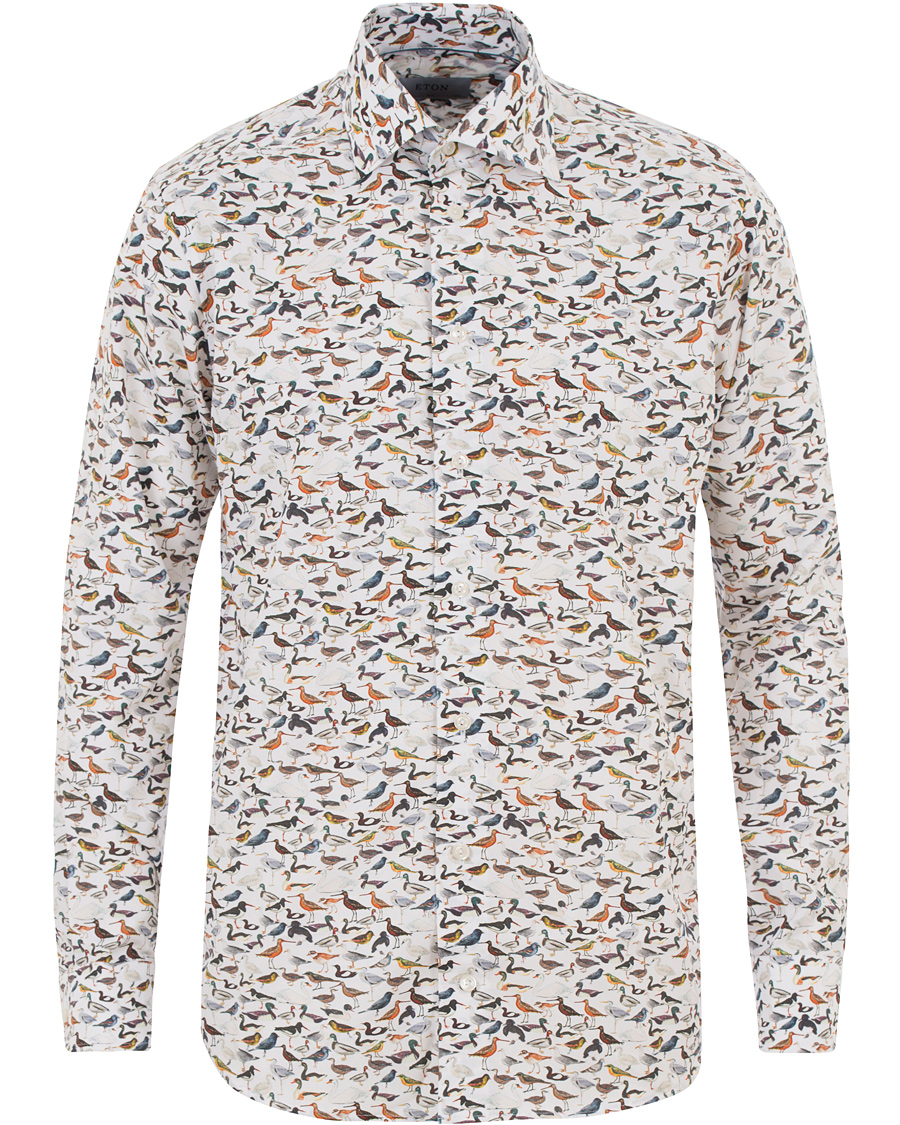 Heren | Overhemden | Eton | Slim Fit Printed Birds Shirt White