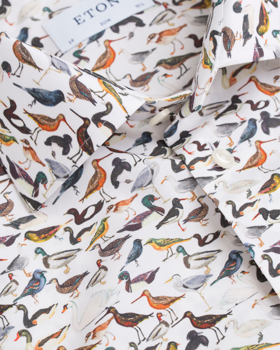 Heren | Overhemden | Eton | Slim Fit Printed Birds Shirt White