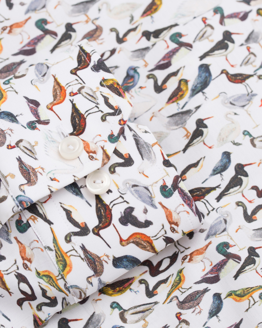 Heren | Overhemden | Eton | Slim Fit Printed Birds Shirt White