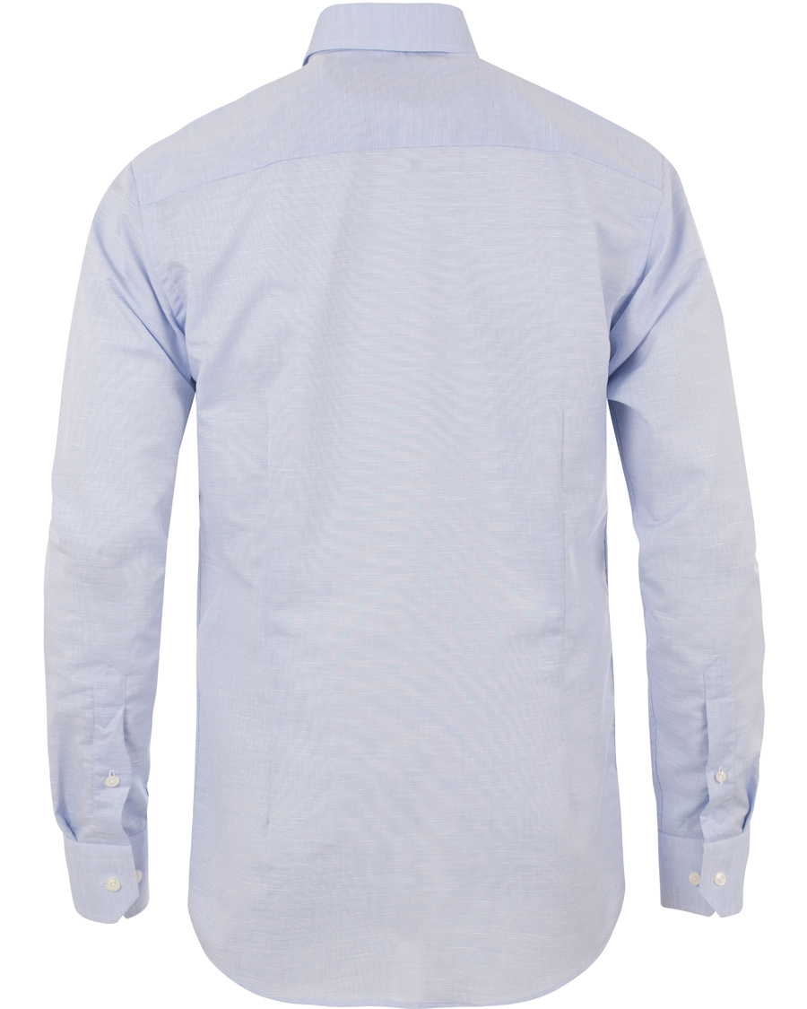 Heren | Overhemden | Eton | Slim Fit Poplin/Linen Shirt Light Blue